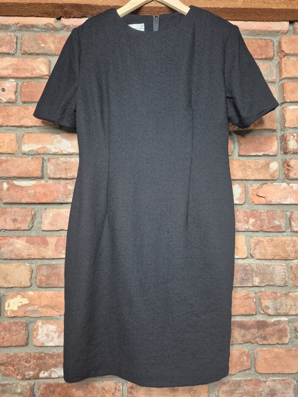 Vintage Braemar Petites Black Wool Blend Sheath Dress Size 12